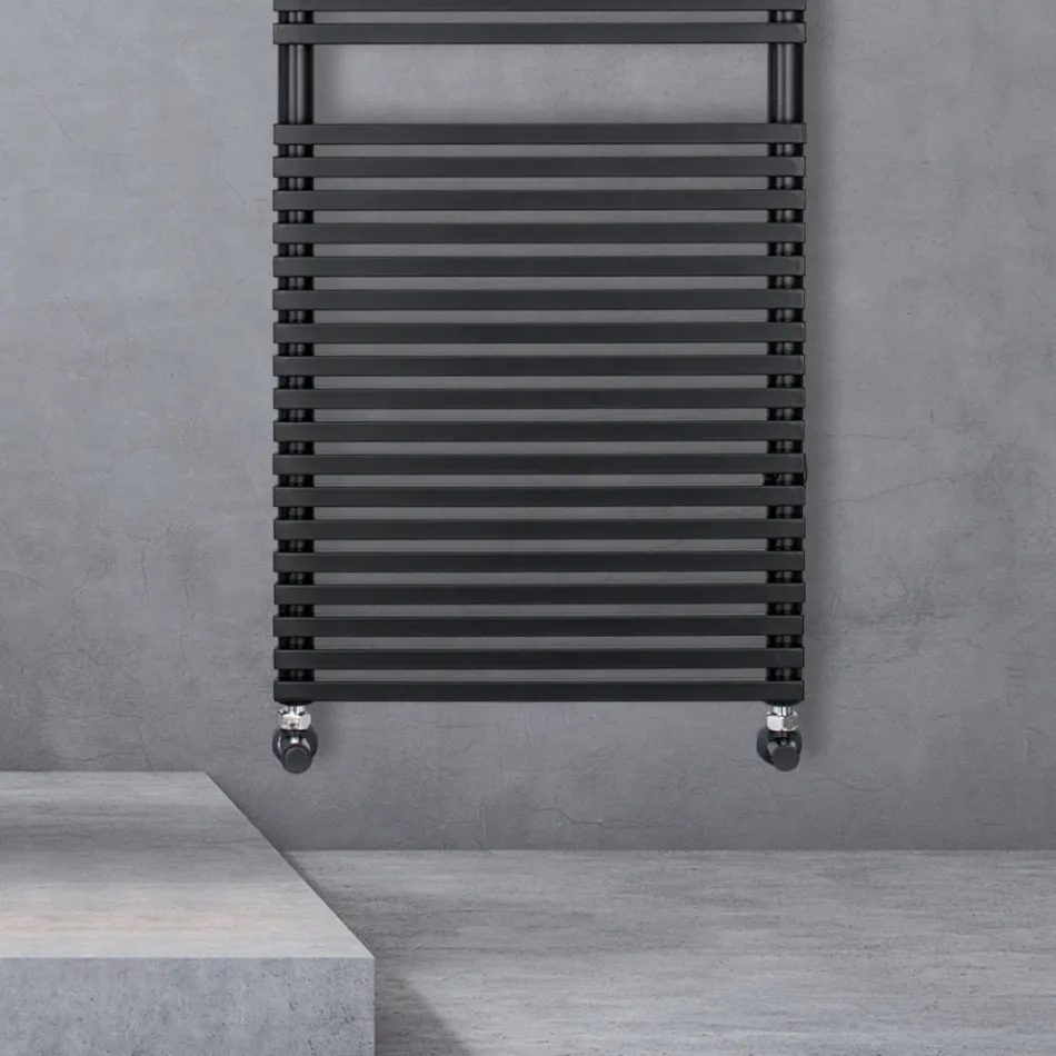 Hydraulic Towel Warmer in Steel with Jet Black Finish Made in Italy - Brownies Viadurini