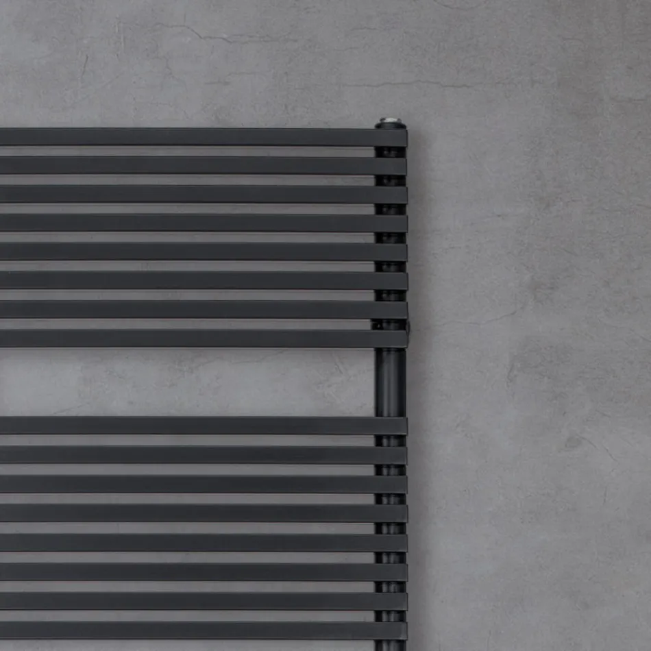 Hydraulic Towel Warmer in Steel with Jet Black Finish Made in Italy - Brownies Viadurini