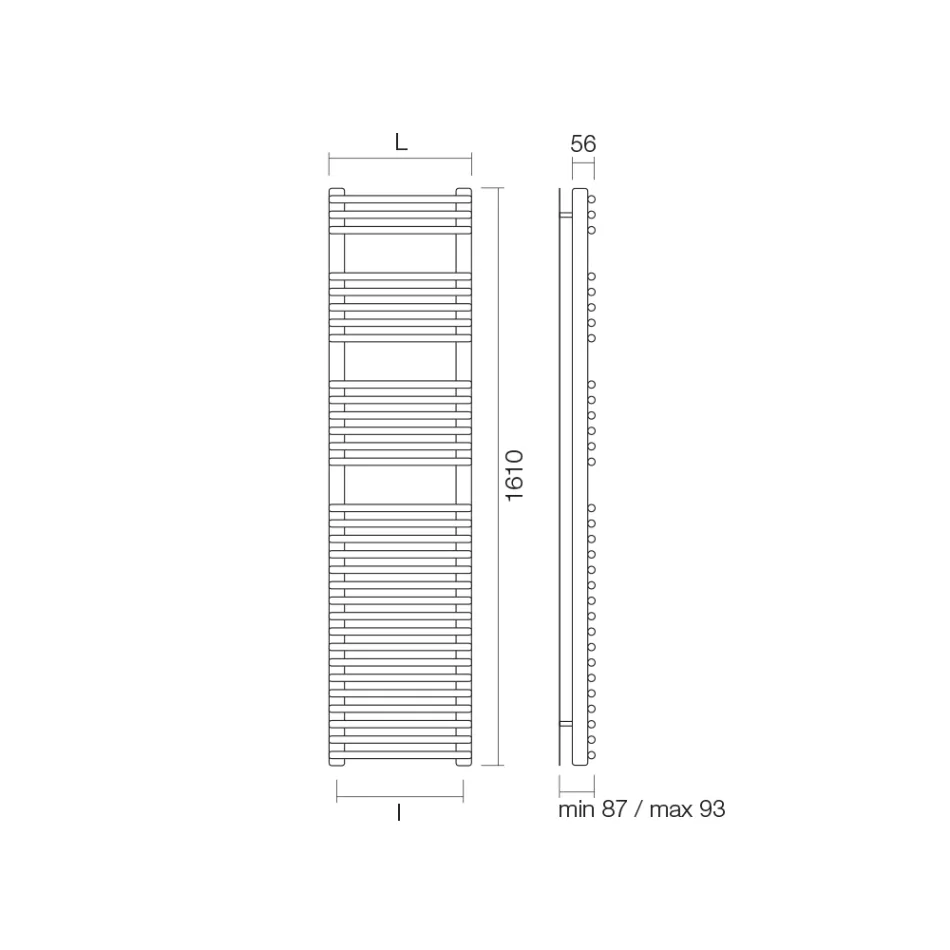 Hydraulic Towel Warmer in Steel Satin Finish Made in Italy - Peel Viadurini