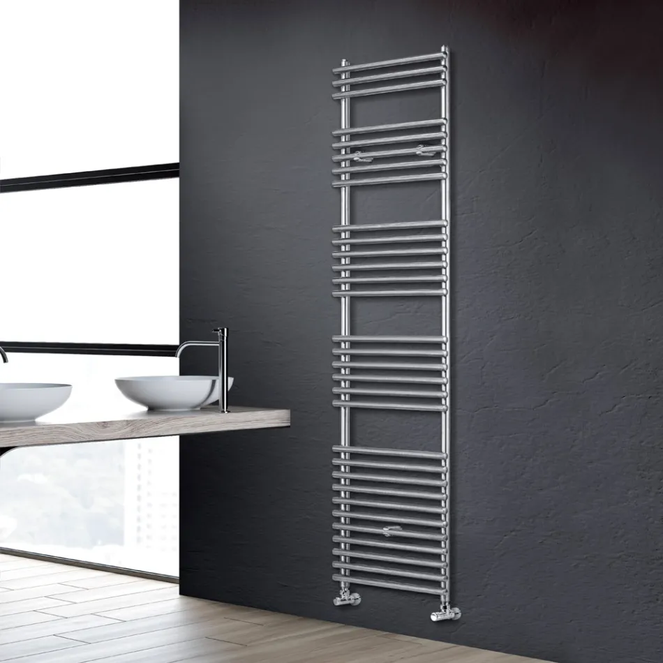 Hydraulic Towel Warmer in Steel Satin Finish Made in Italy - Peel Viadurini