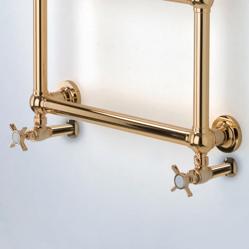 Hydraulic Towel Warmer in Brass with Connection Spheres Made in Italy - Ricotta Viadurini