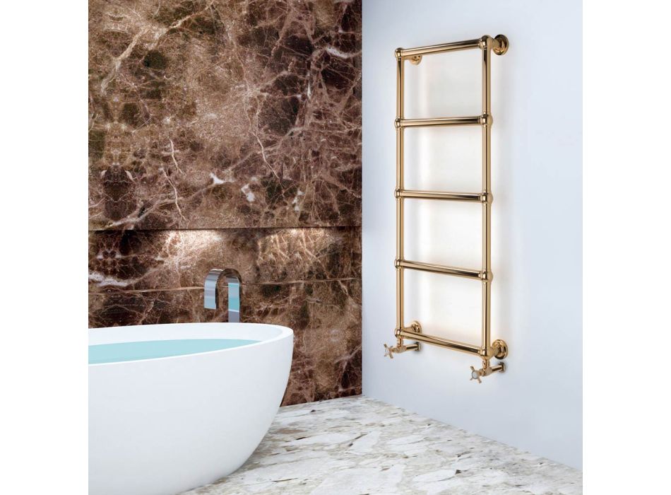 Hydraulic Towel Warmer in Brass with Connection Spheres Made in Italy - Ricotta Viadurini