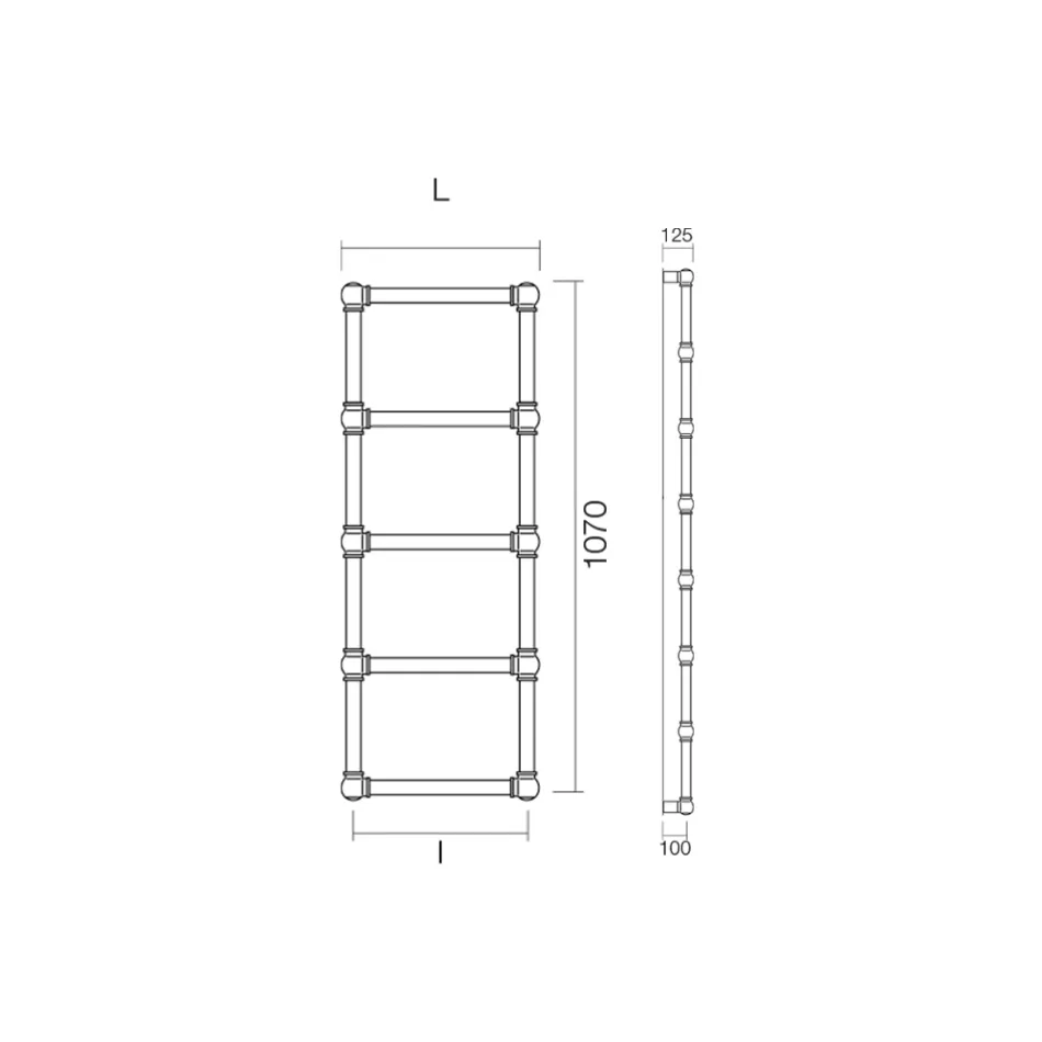 Hydraulic Towel Warmer in Brass with Connection Spheres Made in Italy - Ricotta Viadurini