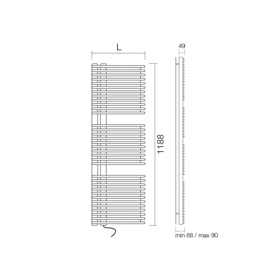 Carbon Steel Towel Warmer with Electric System - Peanuts Viadurini