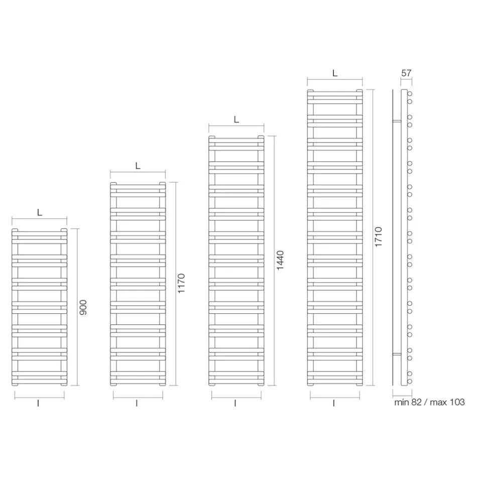 Amaretti Mixed Towel Warmer with Horizontal Elements Made in Italy Viadurini