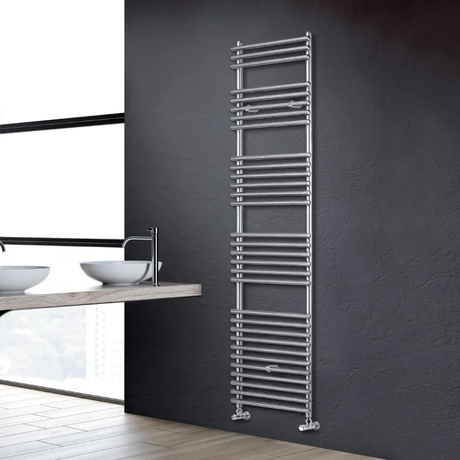 Mixed Steel Towel Warmer with Satin Finish Made in Italy - Buccia Viadurini