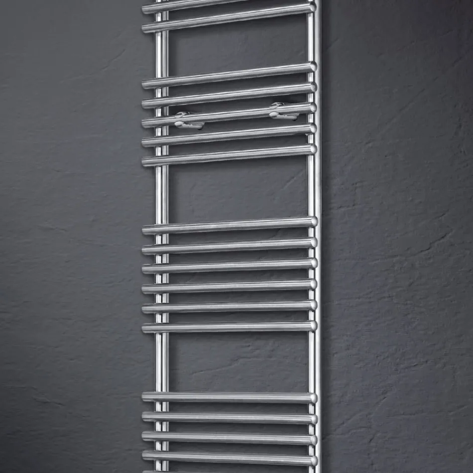 Mixed Towel Warmer in Steel Satin Finish Made in Italy - Peel Viadurini