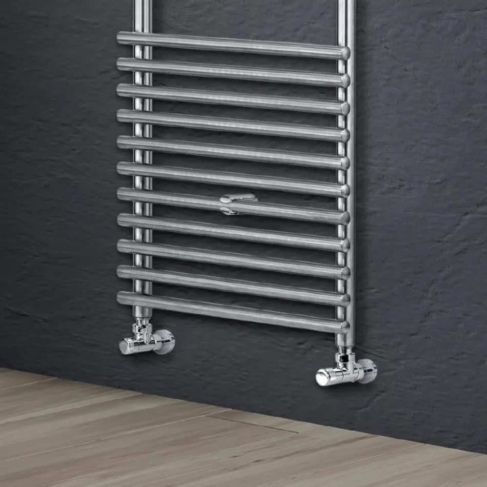 Mixed Towel Warmer in Steel Satin Finish Made in Italy - Peel Viadurini
