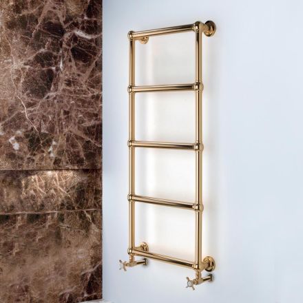 Mixed Towel Warmer in Brass with Connection Spheres Made in Italy - Ricotta Viadurini