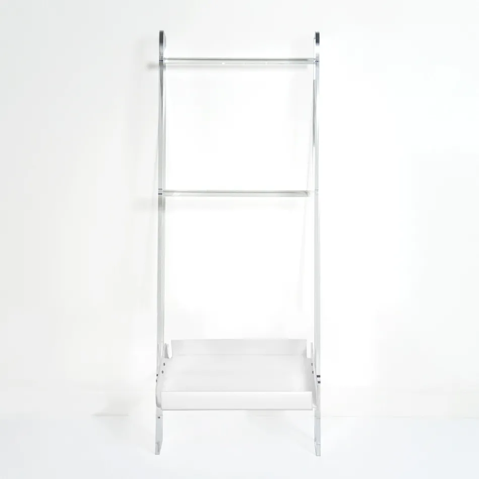 White Plexiglass Towel Ladder Made in Italy - Jamira Viadurini