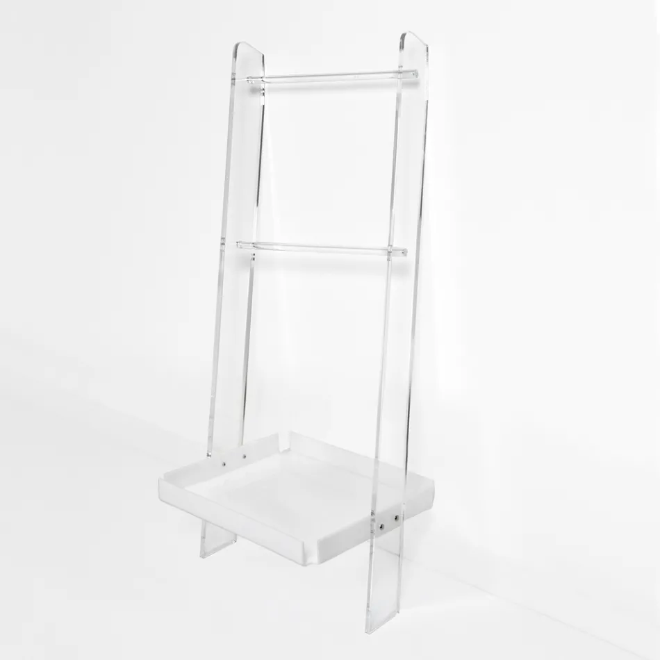 White Plexiglass Towel Ladder Made in Italy - Jamira Viadurini