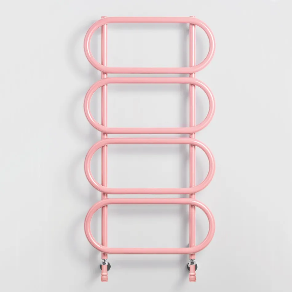 Round Colored Steel Hydraulic Towel Warmer Ladder Made in Italy - Chain Viadurini
