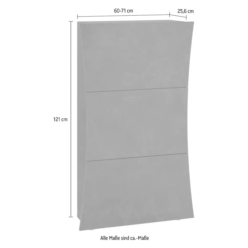 Shoe Cabinet with 3 Doors in Arched Glossy White Lacquered Wood - Sabine Viadurini