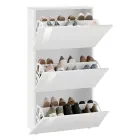 Shoe Cabinet with 3 Doors in Arched Glossy White Lacquered Wood - Sabine Viadurini