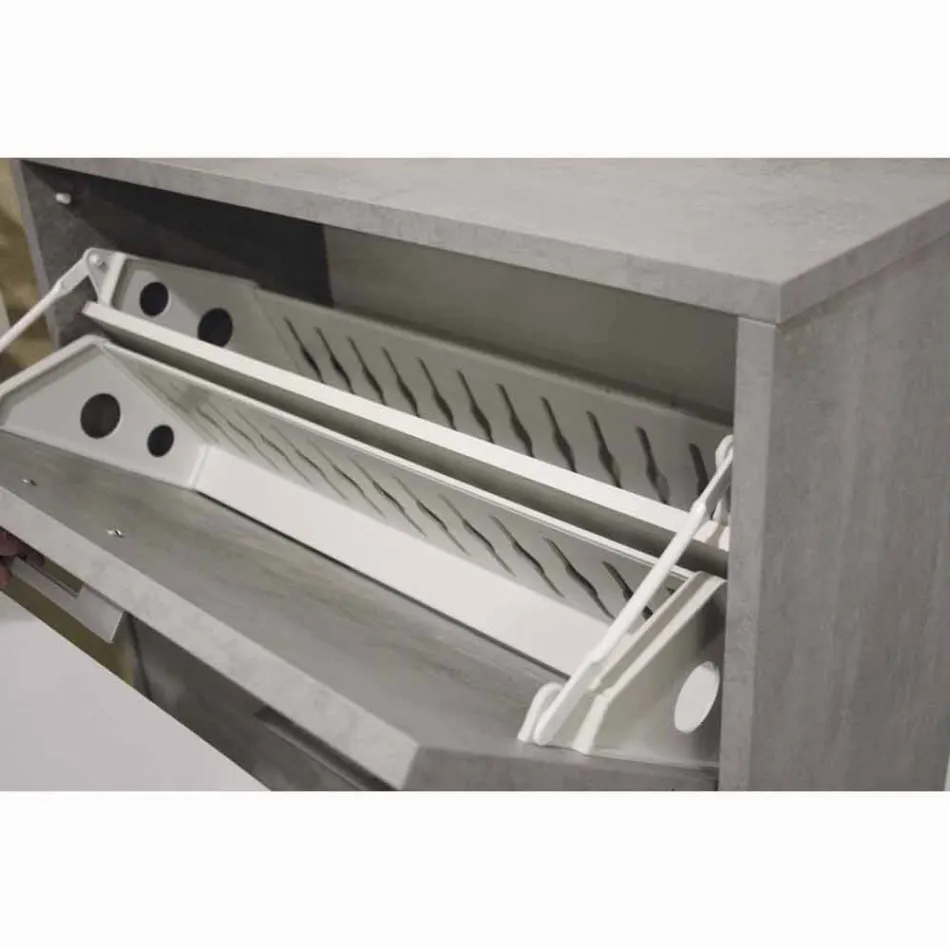 Double row flap shoe cabinet in Cleaf Senis cement melamine Viadurini