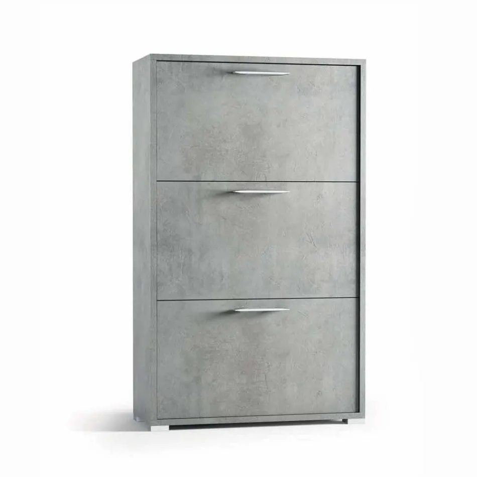 Double row flap shoe cabinet in Cleaf Senis cement melamine Viadurini