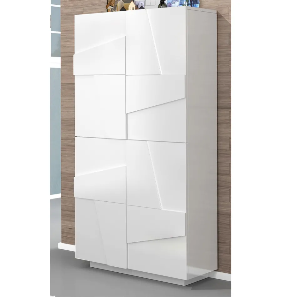 High or Low Shoe Rack in Sustainable Wood Design with 2 or 4 Doors - Fjona Viadurini