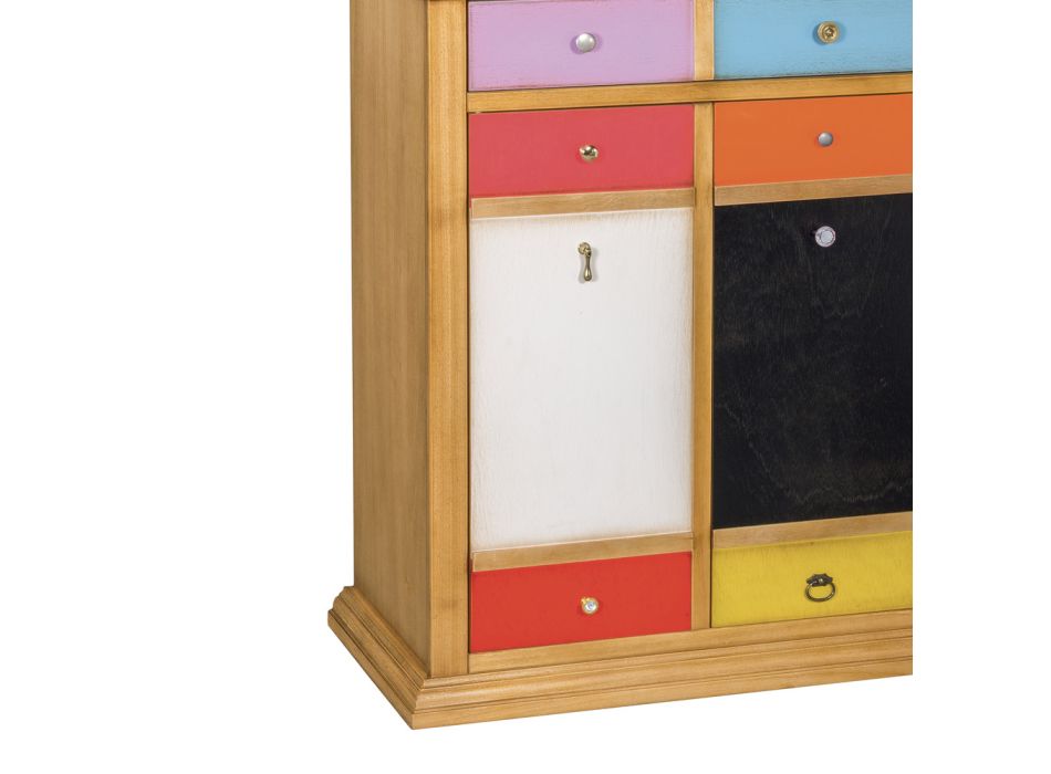 Shoe rack with all colored drawers and different handles Made in Italy - Mitra Viadurini