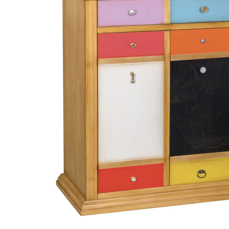 Shoe rack with all colored drawers and different handles Made in Italy - Mitra Viadurini