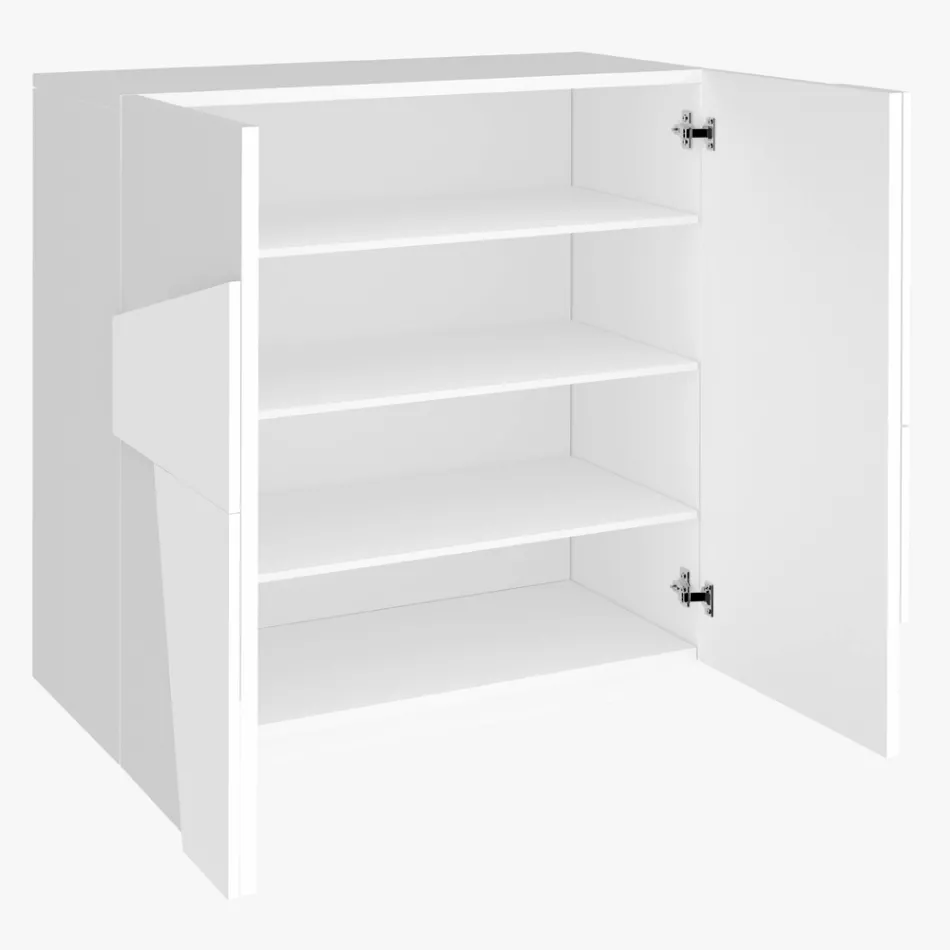 Indoor Shoe Cabinet with 2 Melamine Doors Made in Italy - Naditza Viadurini