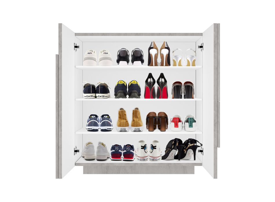 Indoor Shoe Cabinet with 2 Melamine Doors Made in Italy - Naditza Viadurini