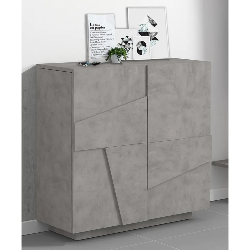 Indoor Shoe Cabinet with 2 Melamine Doors Made in Italy - Naditza Viadurini