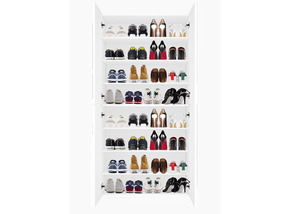 Indoor Melamine Shoe Cabinet with 4 Doors Made in Italy - Naditza Viadurini
