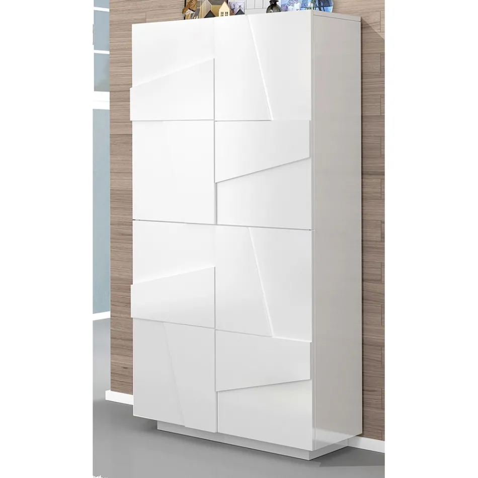 Indoor Melamine Shoe Cabinet with 4 Doors Made in Italy - Naditza Viadurini