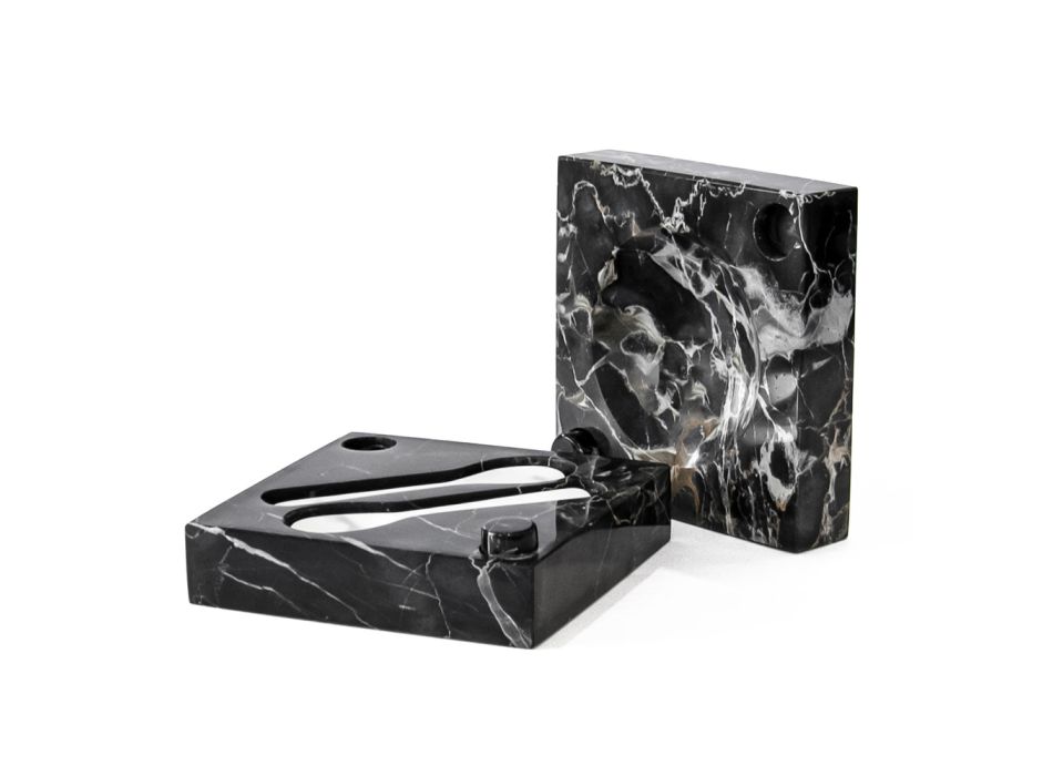 Caviar Box with Spoons in Carrara Marble Portoro - Jerry
