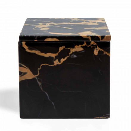 Box with Lid in Portoro Marble Design Square Italian - Maelissa Viadurini