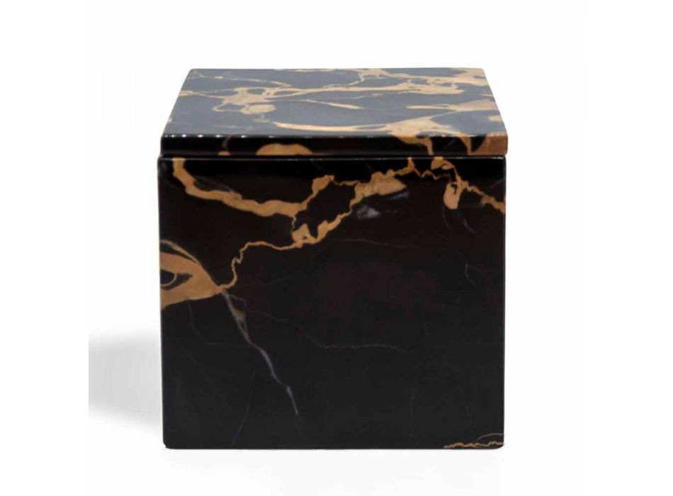 Box with Lid in Portoro Marble Design Square Italian - Maelissa