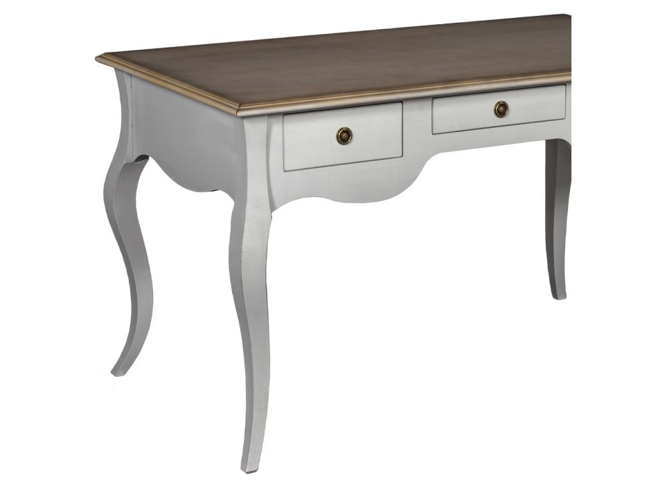 Two-tone desk in worn white and powder Made in Italy - Fortuna Viadurini