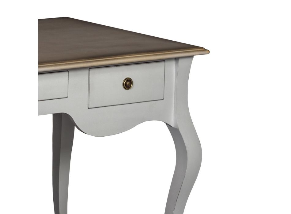 Two-tone desk in worn white and powder Made in Italy - Fortuna Viadurini