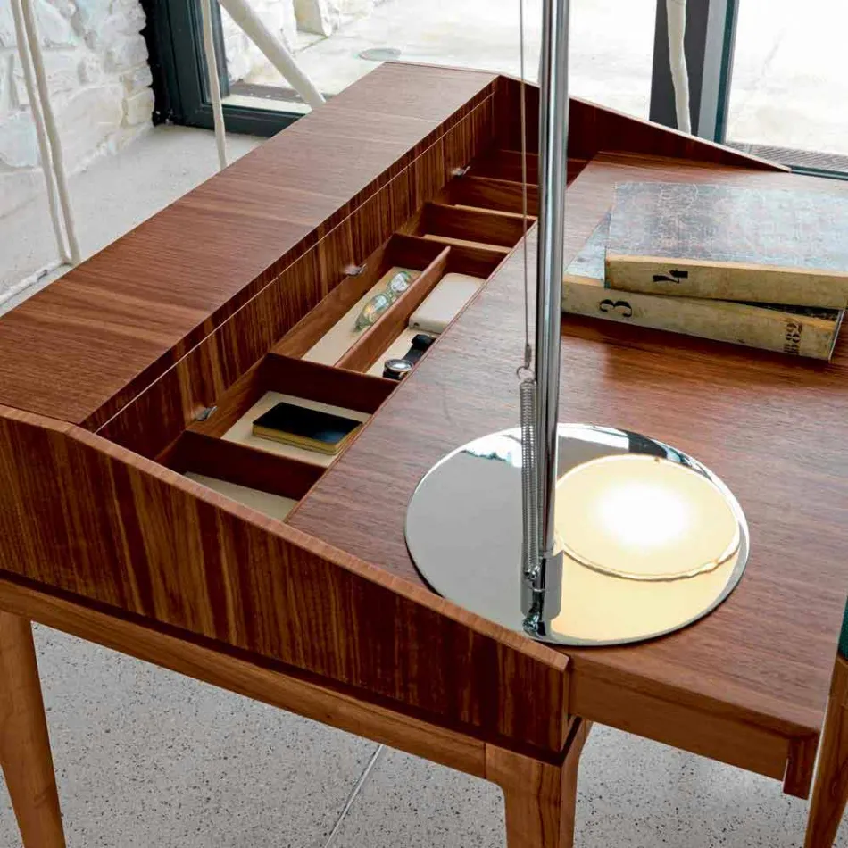 Modern design writing desk in walnut wood, W 105 x D 65 cm, Acario Viadurini