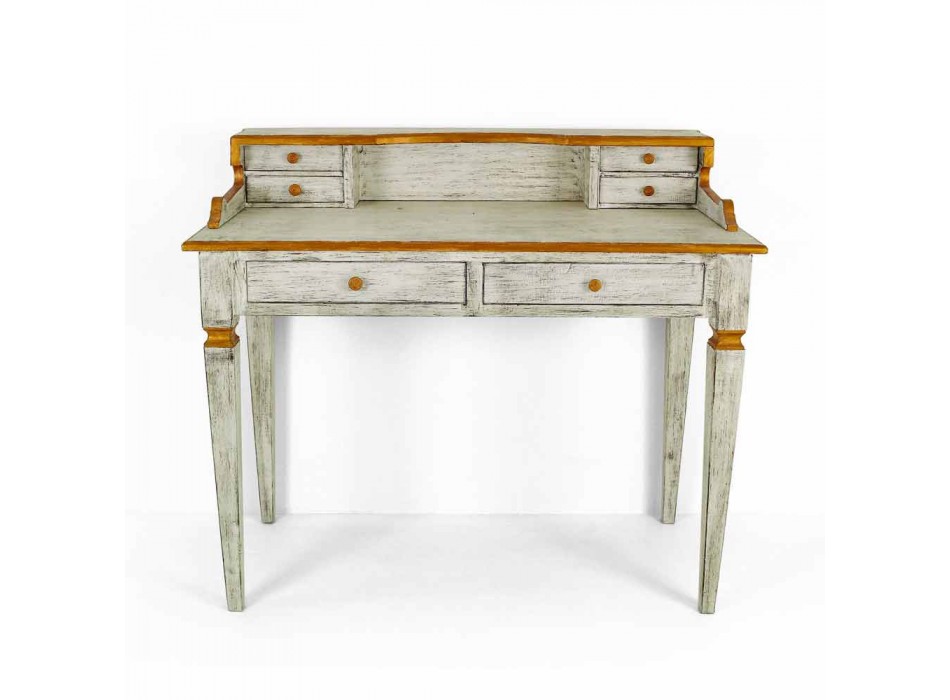 Handmade Writing Desk in Solid Wood with 4 Drawers Made in Italy - Amela Viadurini