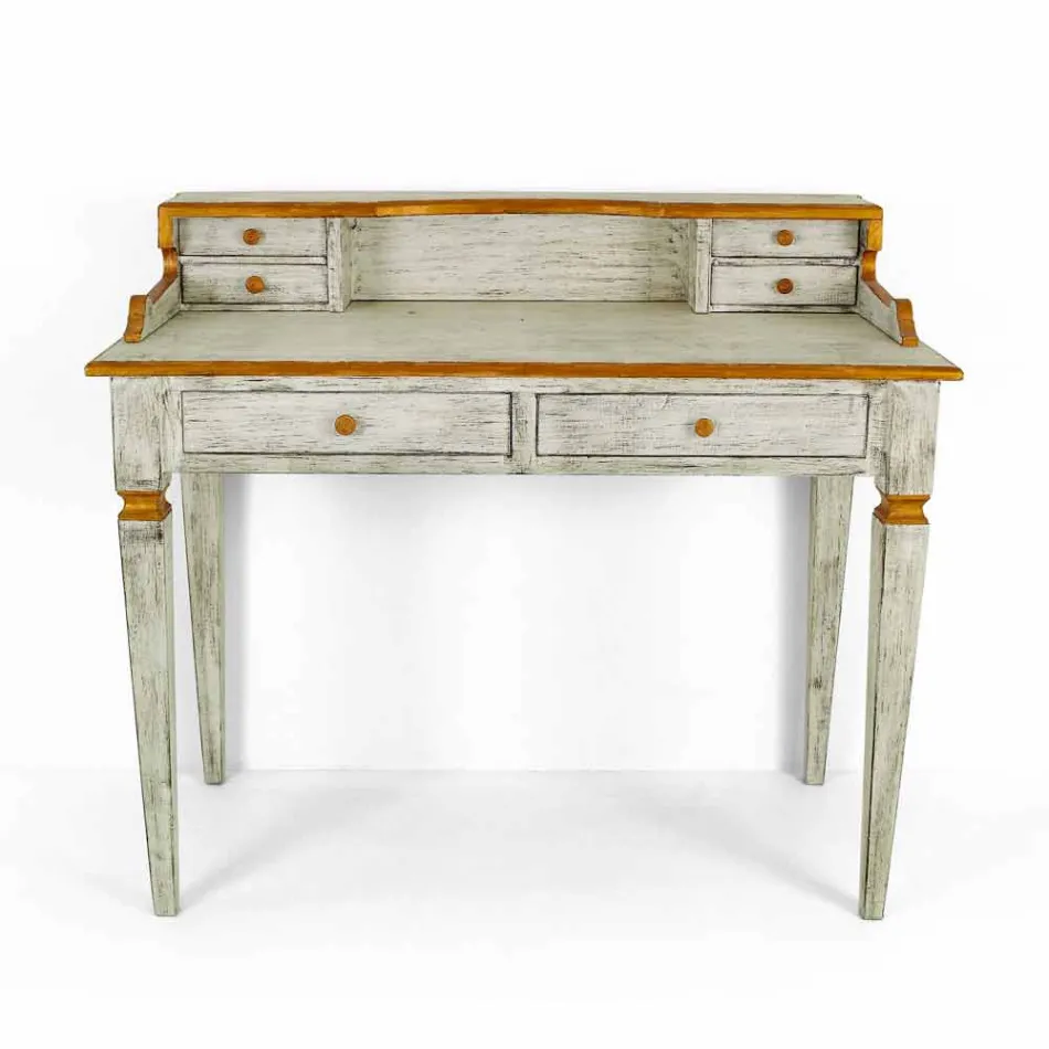 Handmade Writing Desk in Solid Wood with 4 Drawers Made in Italy - Amela Viadurini