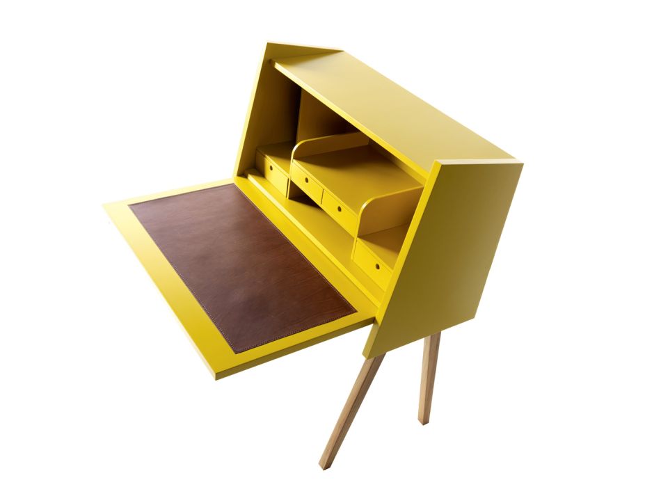 Modern design writing desk in plywood Grilli Hemingway made Italy Viadurini