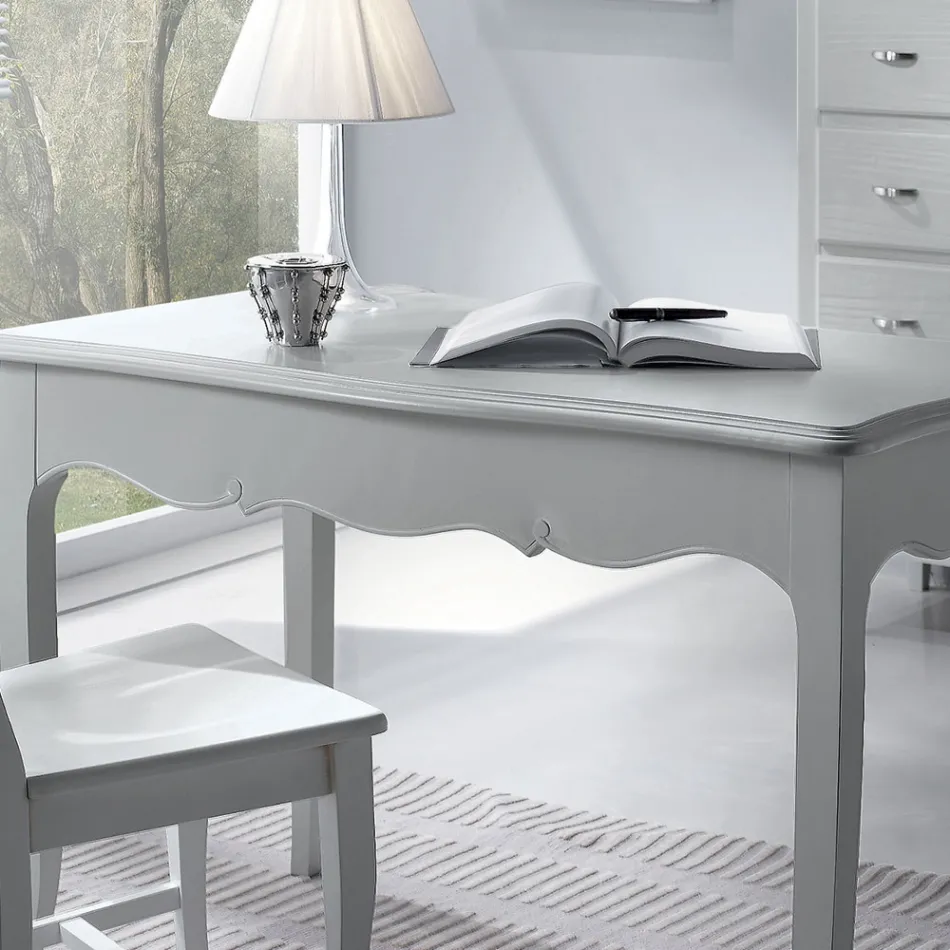 Desk in White Lacquered Solid Poplar Made in Italy - Liber Viadurini
