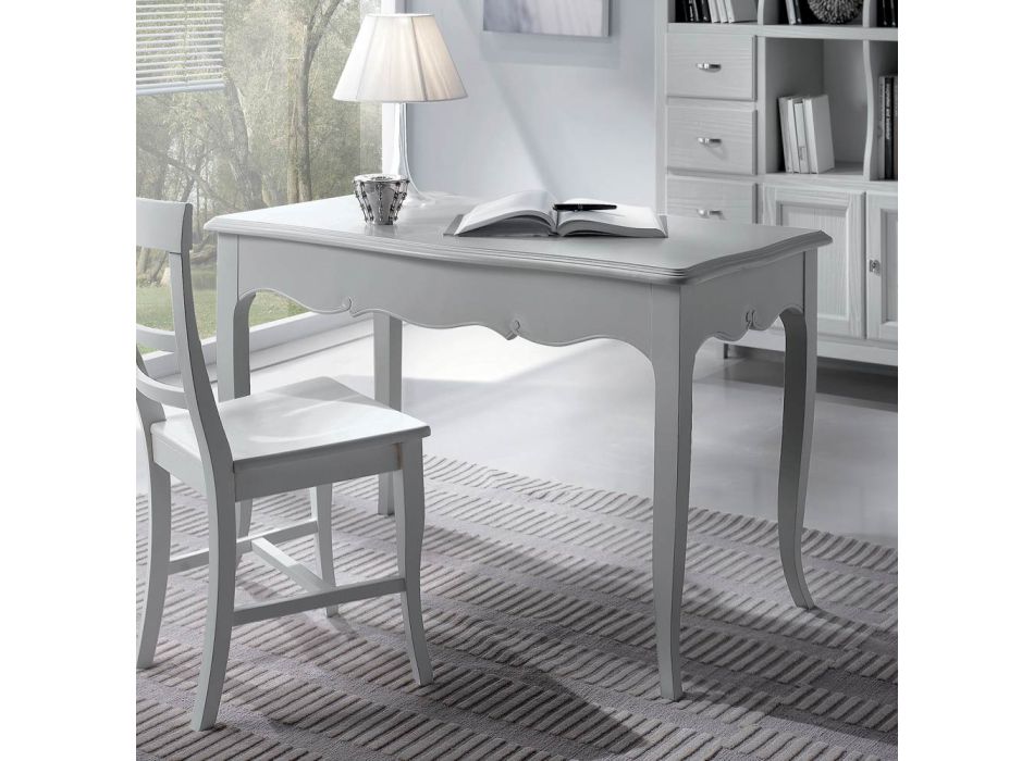 Desk in White Lacquered Solid Poplar Made in Italy - Liber Viadurini