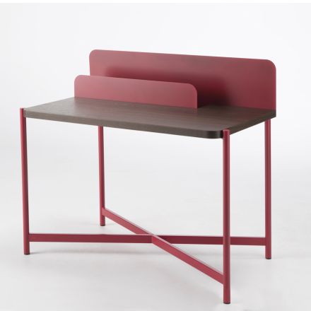 Modern Desk in Colored Metal and Oak Wood of Italian Design - Nadin Viadurini