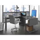 Modern Corner Desk Glossy White Wood or Slate Design - Michel Viadurini