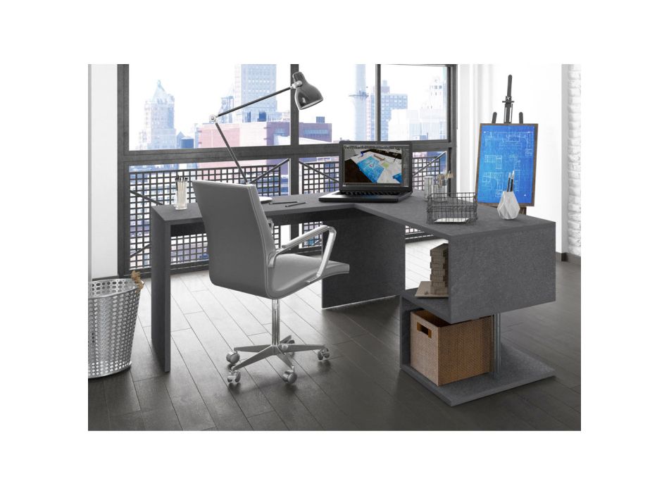 Modern Corner Desk Glossy White Wood or Slate Design - Michel Viadurini