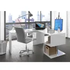 Modern Corner Desk Glossy White Wood or Slate Design - Michel Viadurini