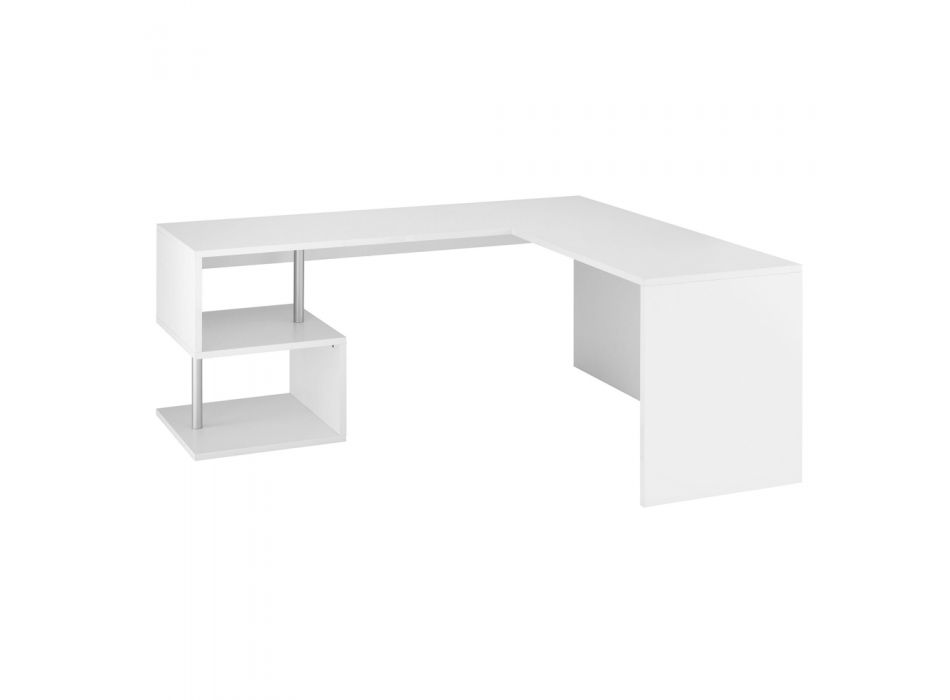 Modern Corner Desk Glossy White Wood or Slate Design - Michel Viadurini