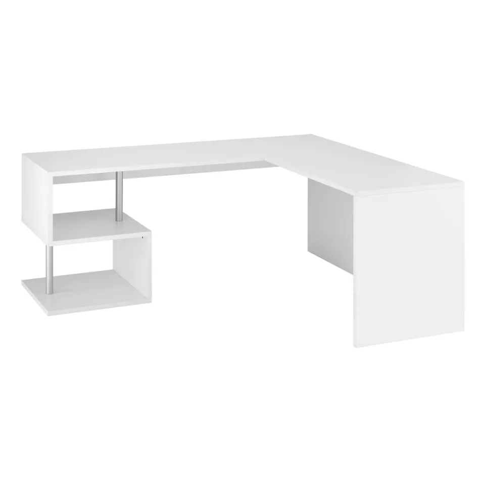 Modern Corner Desk Glossy White Wood or Slate Design - Michel Viadurini