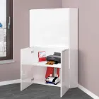 White Modern Corner Desk in Polished Wood Italian Design - Ghero Viadurini