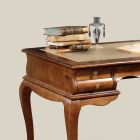 Desk with 5 Drawers Walnut Wood and Ecoleather Made in Italy - Hastings Viadurini