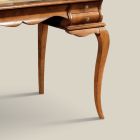 Desk with 5 Drawers Walnut Wood and Eco-leather Made in Italy - Hastings Viadurini