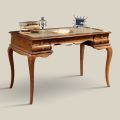 Desk with 5 Drawers Walnut Wood and Eco-leather Made in Italy - Hastings