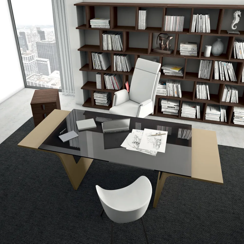 Desk with glass top Andrea Stramigioli - Frafalla Viadurini